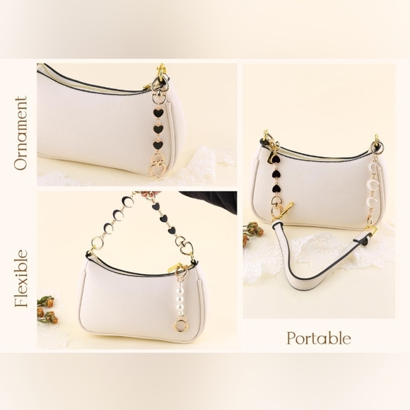 5Pcs White and Black Bag Extenders In Gold Chains with Pearls. New In Box - Picture 7 of 7